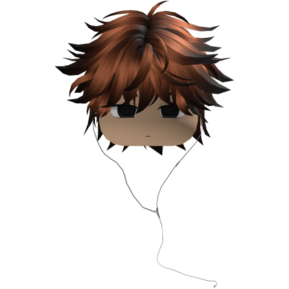 Y2K emo boy with headphones, black and orange hair