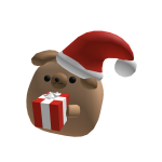 Santa Pup Holding Red Gift