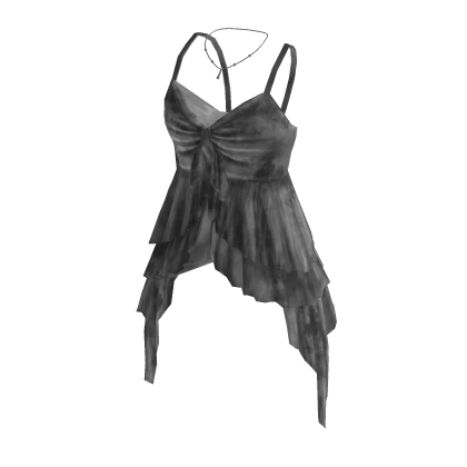 Ruched Asymmetric Cami Top (Black)