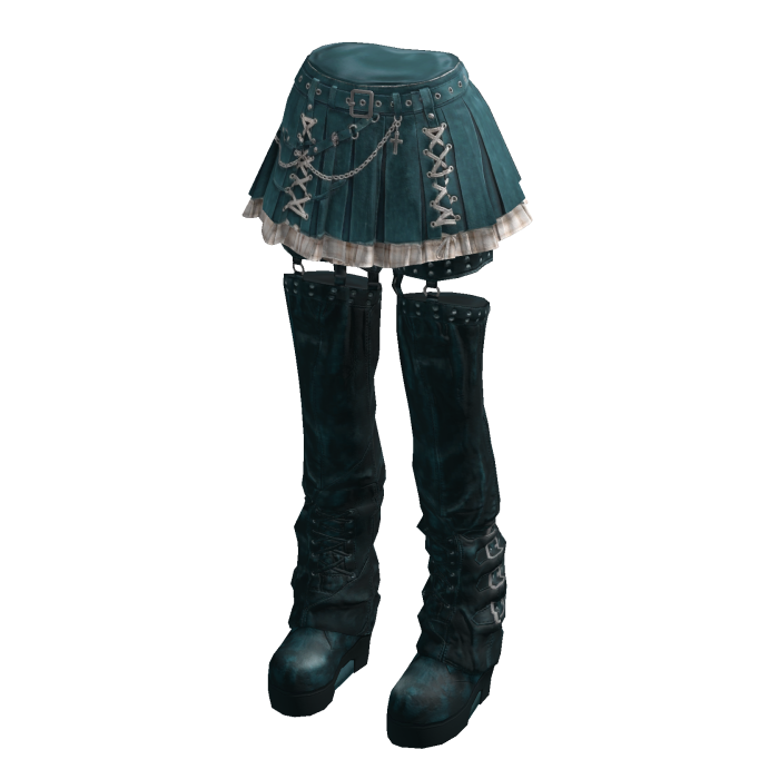 Lace-Up Mini Skirt with Tall Boots (Teal)