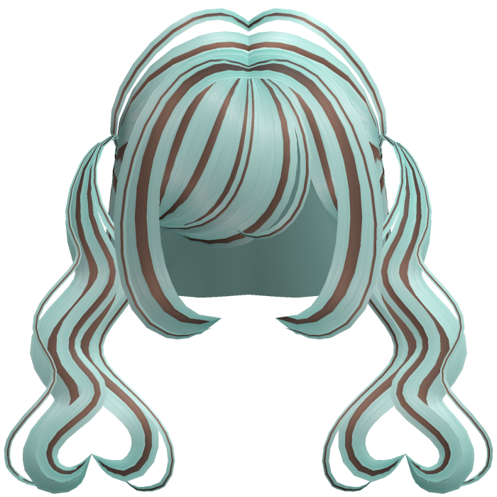. ‿♡ pretty mint & brown heart pigtail hair ⊹ . ୨୧