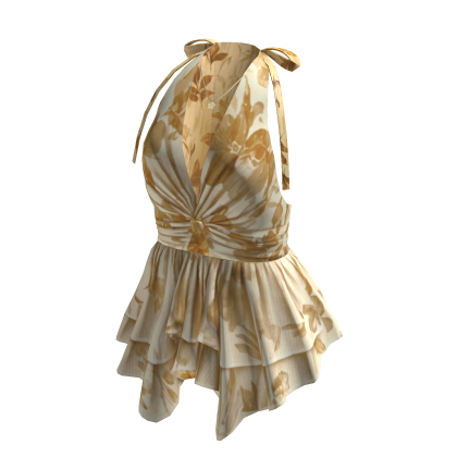 Coquette Floral Halter Peplum Top (Yellow)