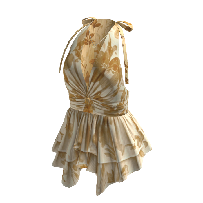Coquette Floral Halter Peplum Top (Yellow)