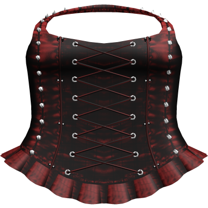 Gothic Spiked Lace-Up Corset Top (Crimson Red)