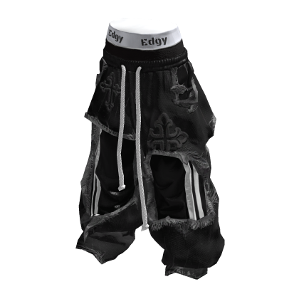 Black Opium Style Distressed Panel Pants thumbnail