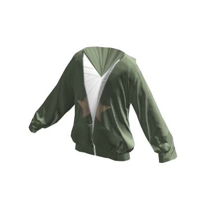 Green Oversized Y2k Star Zip Up