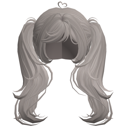 Swirly curled girly shoujo pigtails in ash ♡ Roblox item