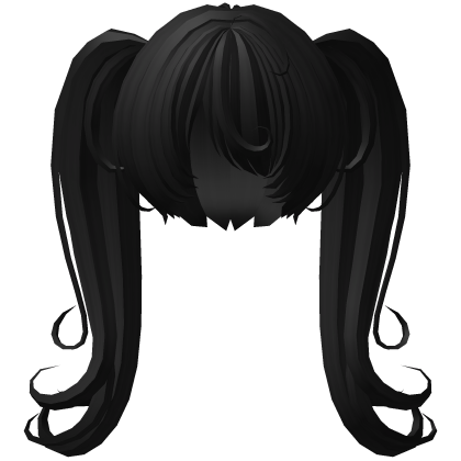 curly long overgrown pigtails in black Roblox item