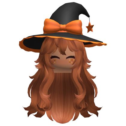 Ginger Wavy Hair with Halloween Witch Hat Roblox item
