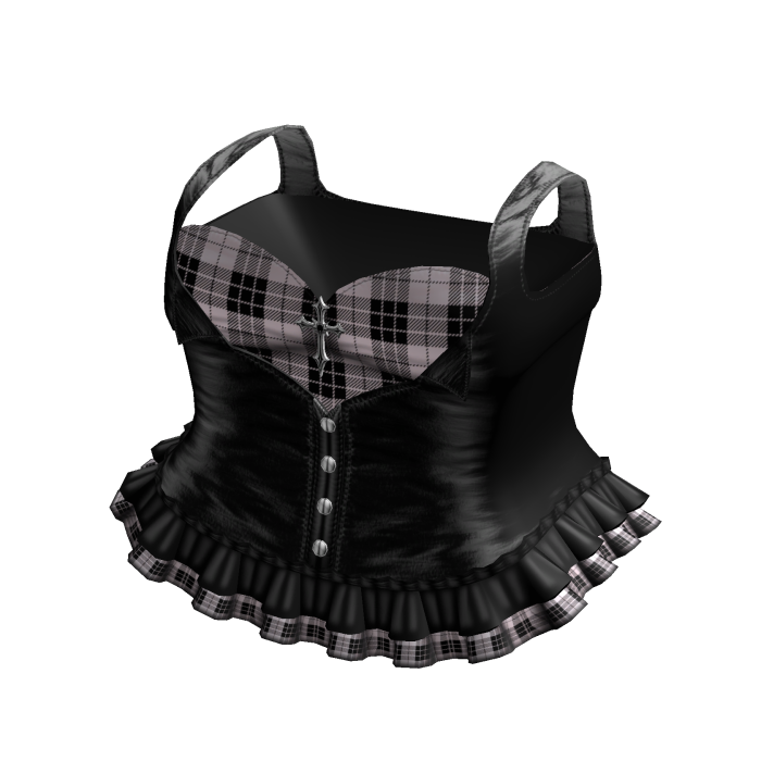 Emo Gothic Plaid Button Up Dress in Black Pink
