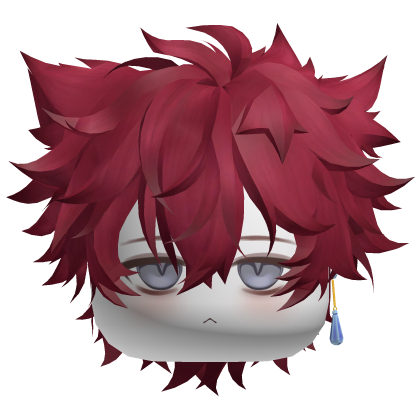 Red Furry Messy Anime Boy Hair w/ ears