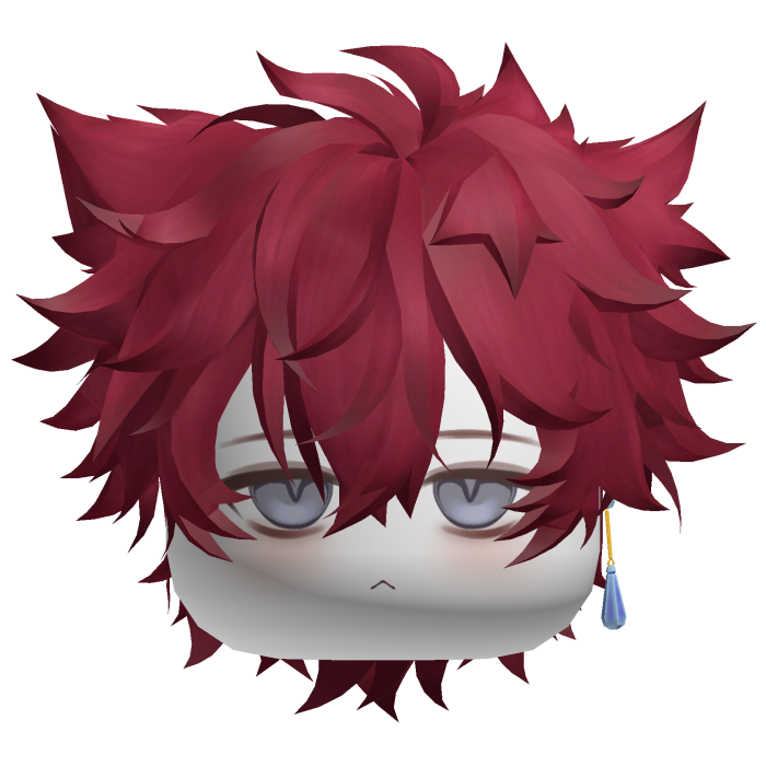 Red Furry Messy Anime Boy Hair w/ ears