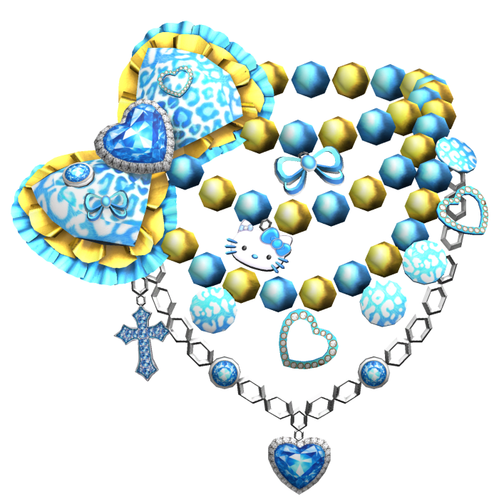 Kawaii Gyaru Leopard Bow Necklace Yellow Blue