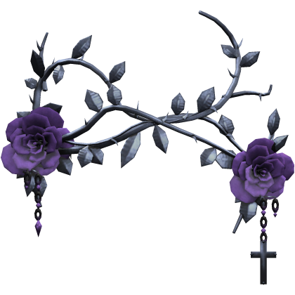 Gothic Rose Vine Face Mask - Silver & Purple