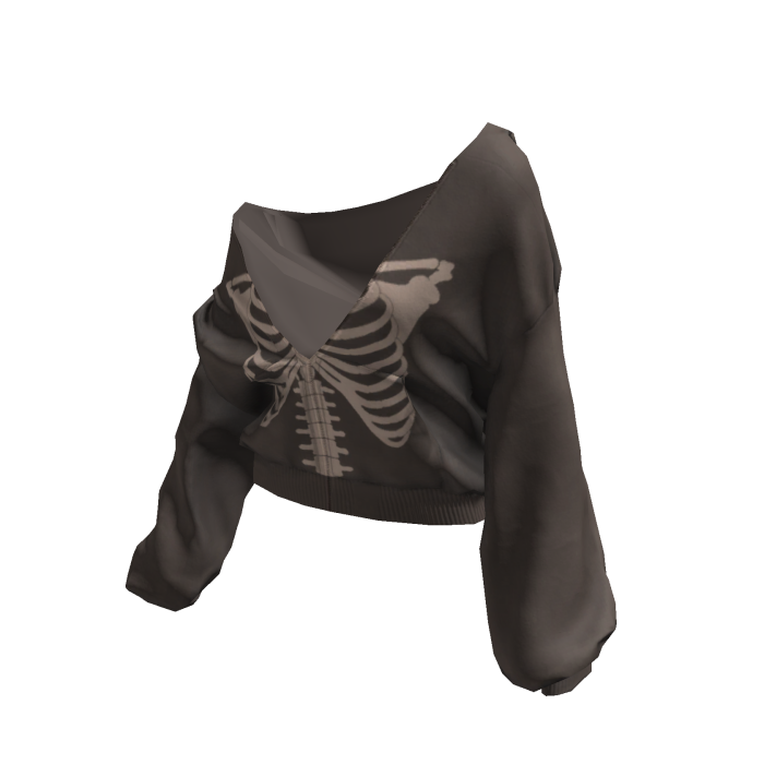 Skeleton Pullover Baggy Hoodie Brown&Beige