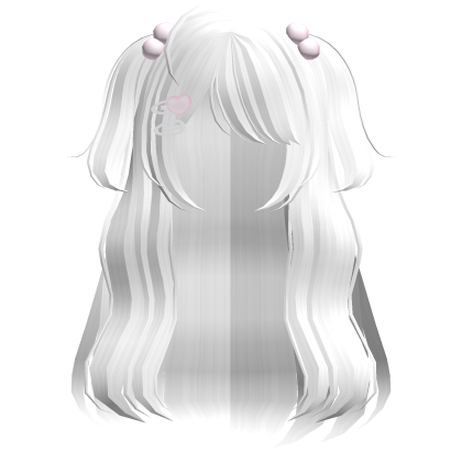 ♡ : white cutecore long wavy hair w/ clips Roblox item