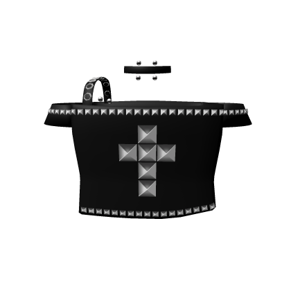 cute off shoulder studded cross w/ choker in black Roblox item