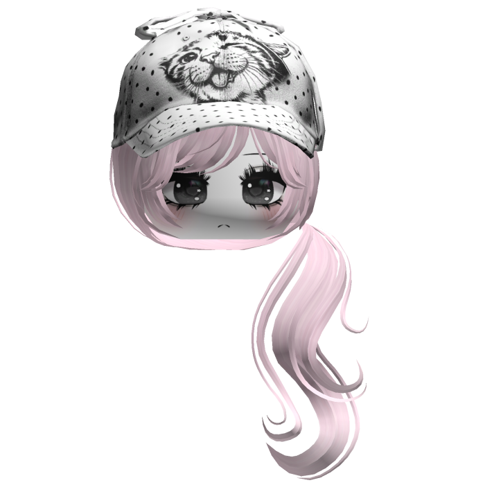 ♡ cute moe girl w white polka dots hat