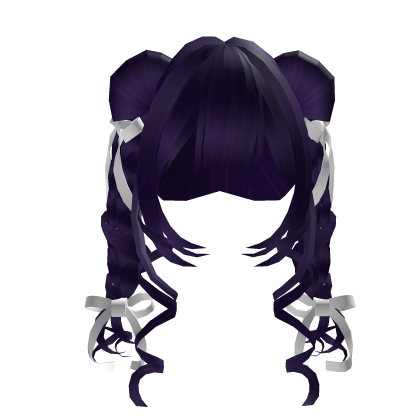 Purple Doll Curly Pigtails With White Bows