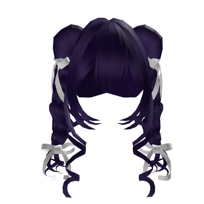 Purple Doll Curly Pigtails With White Bows