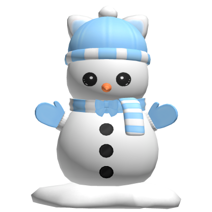 cute christmas winter kitty snowman in blue