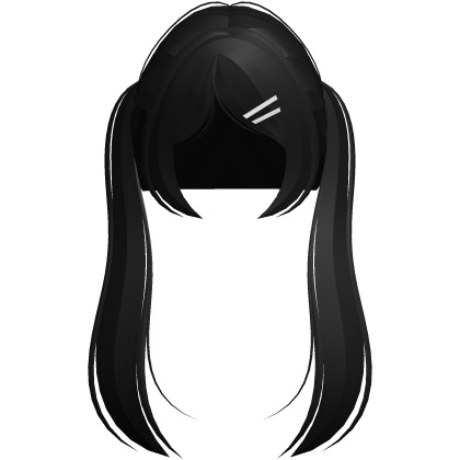 Cute Long Straight Black Pigtails with Clips Roblox item