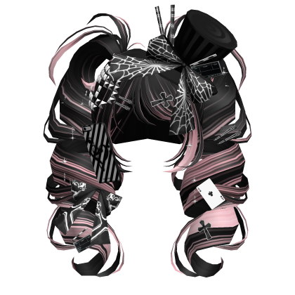 Crazy Curly Magician Pigtails (Black&Pink) Roblox item