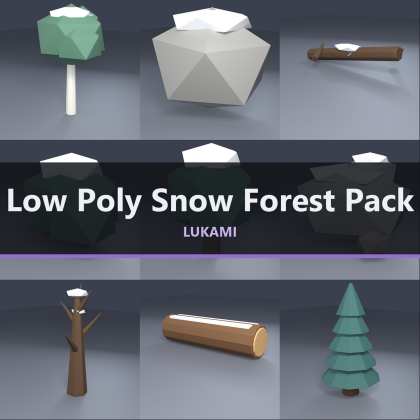 Low Poly Snow Forest Pack x50 Winter Pine Ice Rock