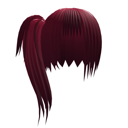choppy messy hair w side ponytail [red] ( •‸• ) Roblox item