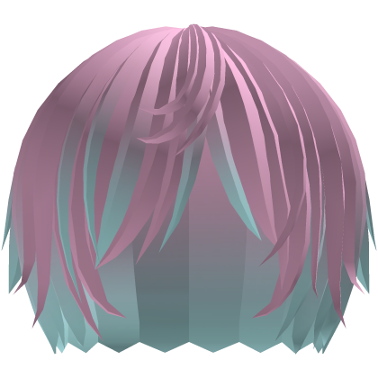 ‘’ (๑ — ‸ ҂)ゝcurly emo hair in pastel pink blue Roblox item