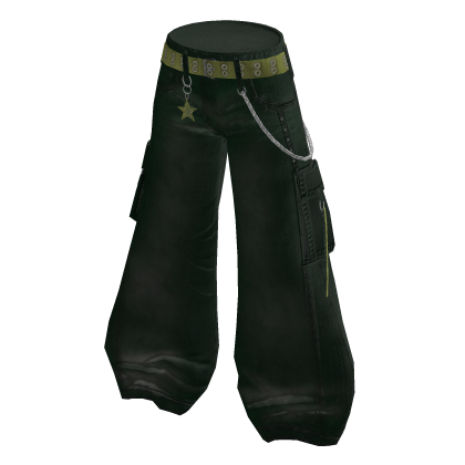 Y2K Star Charm Baggy Pants - Green