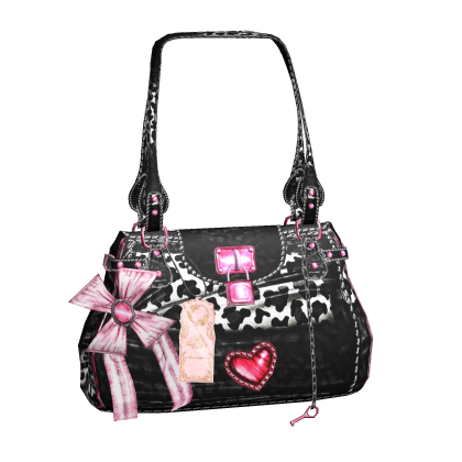 Pink Y2K Leopard Bow Shoulder Bag
