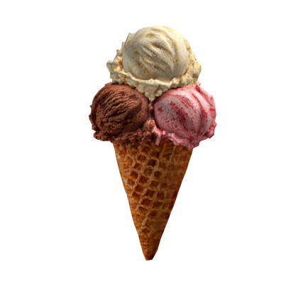 Neapolitan Trio in Waffle Cone