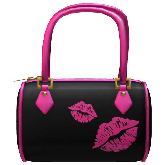 M$| Hot Pink and Black Bag with Kisses (Right)