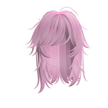 cute y2k messy wolfcut hair in pink Roblox item
