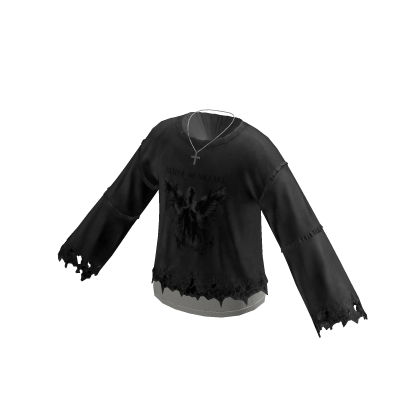 Fairy Grunge Angel Sweater w/ Chain (Black)