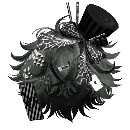 Messy Emo Magician Boy Hair (Green&Black) Roblox item
