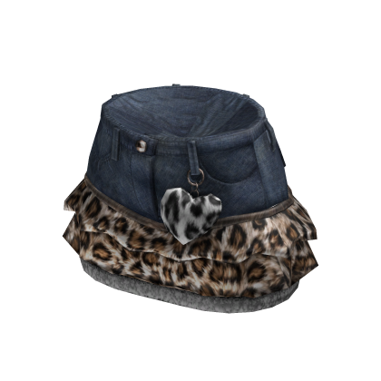 Gyaru Leopard Print Denim Mini Skirt Pink thumbnail