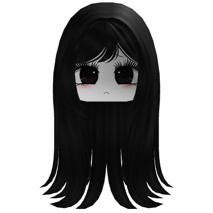 Cute Long Hair & Moe Face with Lashes (Black)