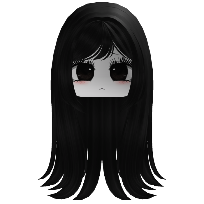 Cute Long Hair & Moe Face with Lashes (Black)