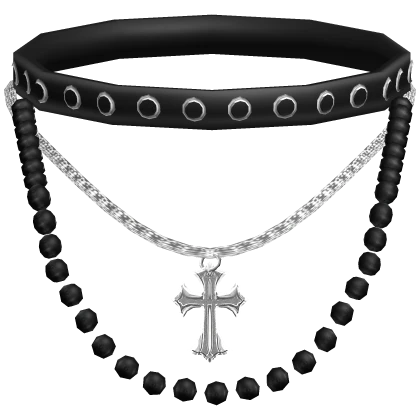 y2k civarize 多重 necklace Vkei お兄系 ♰ Y2K Vkei Alt Cross Necklace with Choker in Black | Roblox Item
