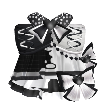 3.0 Mix dark white heart swirl polka dot dress