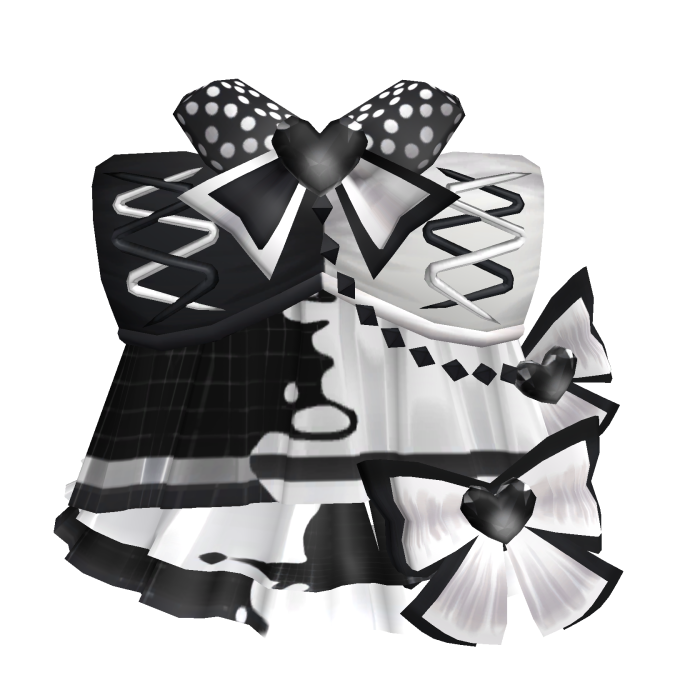 3.0 Mix dark white heart swirl polka dot dress