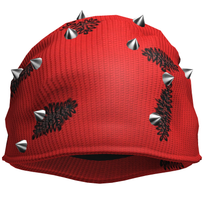 Red Pierced Spiky Oversized Emo Beanie 5.