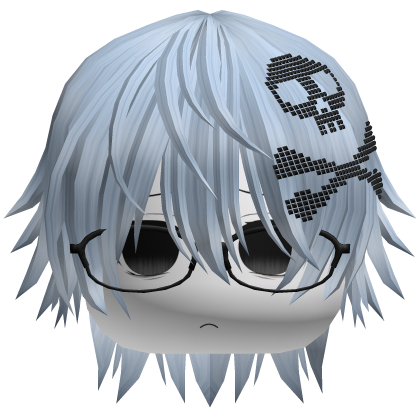 Emo Vkei Moe Boy Hair w Skull + Glasses Sky Blue