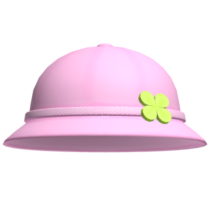 ♡ ꒰ pink clover bucket hat w/ pink band ꒱ ♡ Roblox item