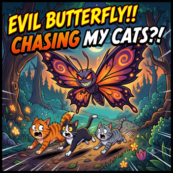 Butterfly catches cats