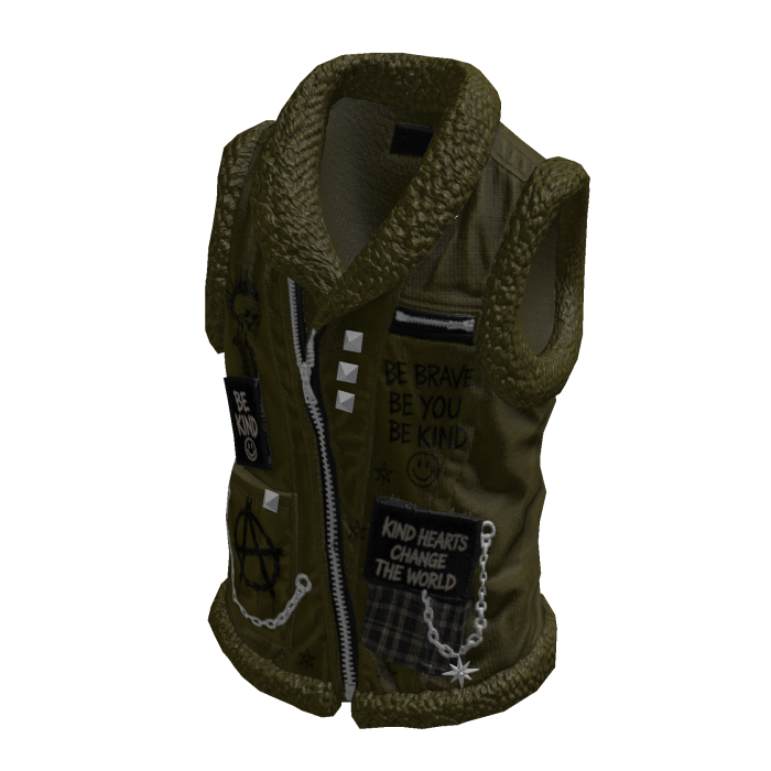 Punk Patchwork Biker Vest ⭐ (Green)