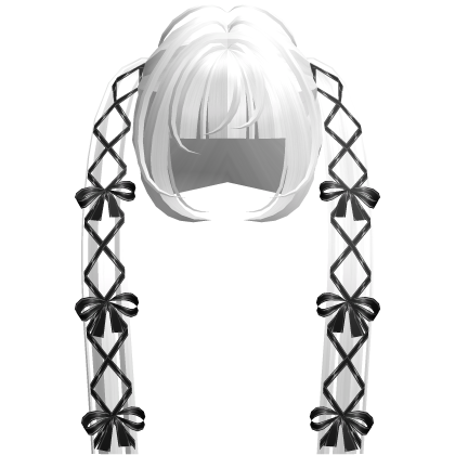 ♱ White Goth Royal Pigtails w Black Bow Roblox item