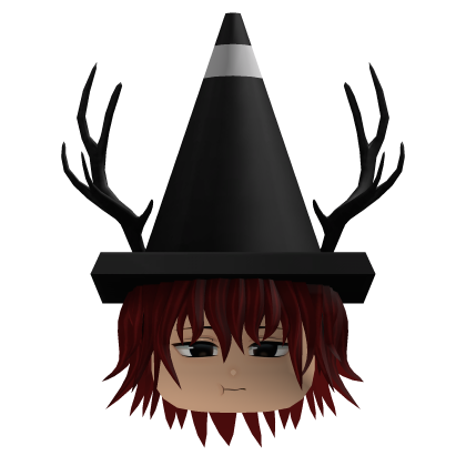 Red Messy Emo Hair w/ Cone & Boy Face Roblox item